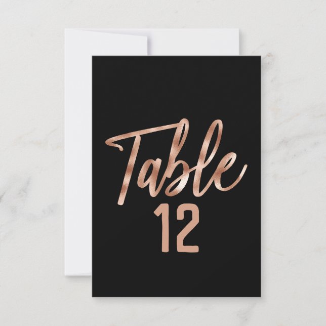 Rose Gold Modern Typographie Numéro de table Siège (Devant)
