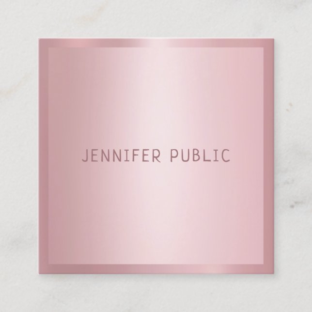 Rose Gold Moderne Berufliche Vorlage Elegant Quadratische Visitenkarte (Vorderseite)