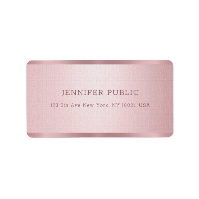Rose Gold Moderne Berufliche Vorlagenadresse Adressaufkleber (Vorne)