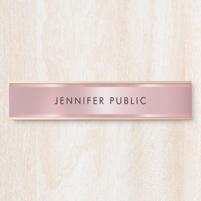 Rose Gold Moderne Elegante Glamour Vorlage Türschild (Vorderseite )