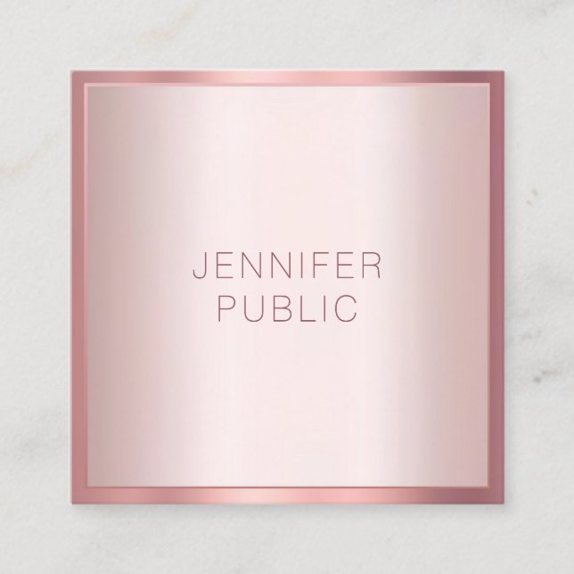 Rose Gold Moderne elegante Minimalistische Vorlage Quadratische Visitenkarte (Vorderseite)