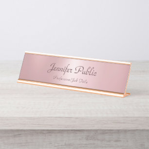 Rose Gold Moderne elegante Vorlage Beruflich Schreibtischnamensplakette