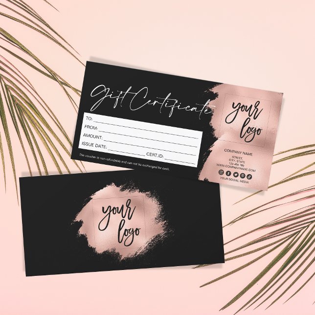 Rose Gold Moderne Geschenkgutschrift Logo hinzufüg (Von Creator hochgeladen)