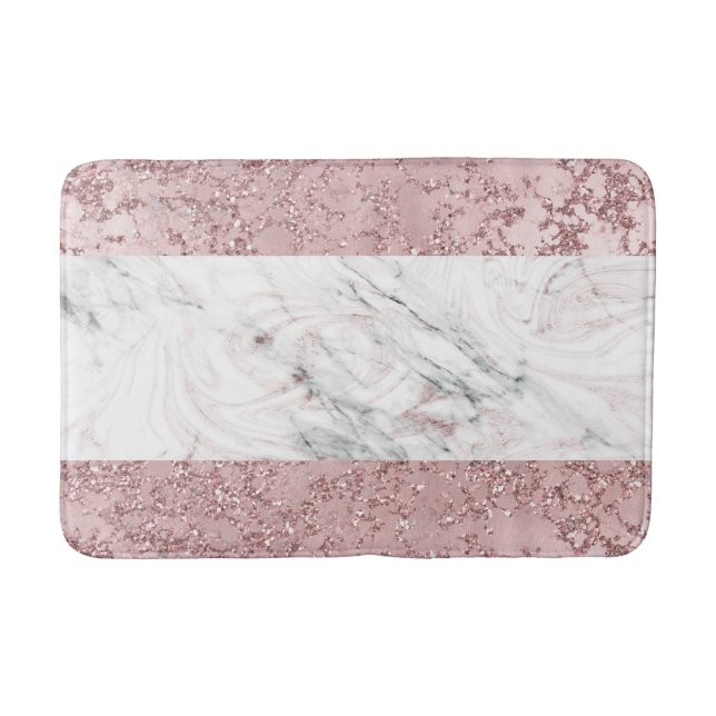 Rose Gold Moderne Glam Marmor & Glitzer Dekorativ Badematte (Vorderseite)