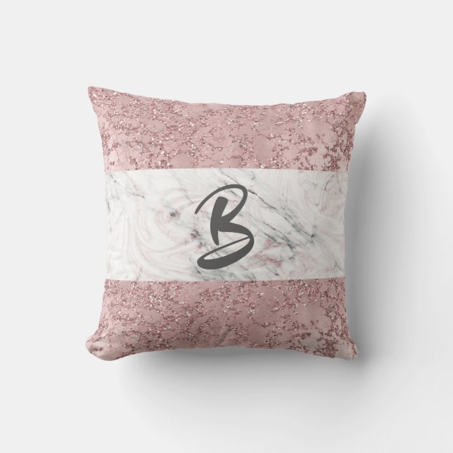 Rose Gold Moderne Glam Marmor & Glitzer Dekorativ Kissen (Vorderseite)