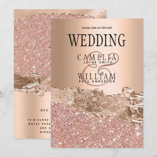Rose Gold Moderne Glamor Mariage Invitation