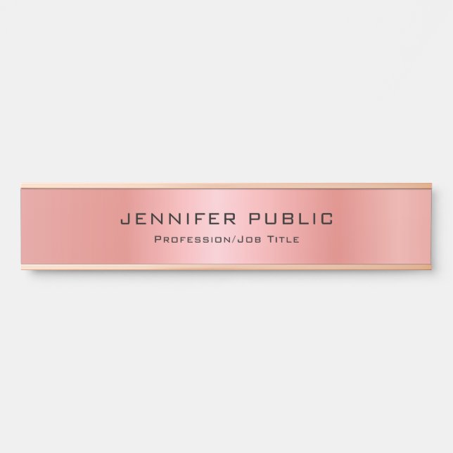 Rose Gold Moderne Glamour Vorlage Elegant Türschild (Vorderseite )