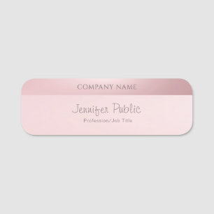 Rose Gold Moderne handgeschriebene Skriptnamen Ele Namensschild