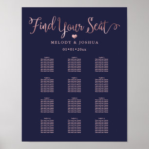 Rose Gold Moderne Kalligrafie Sitzordnung DIY-Hint Poster