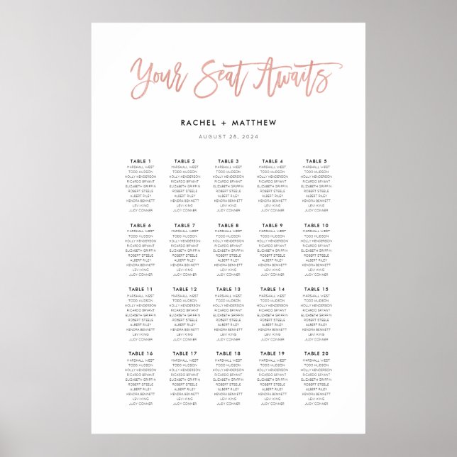 Rose Gold Moderne Messe Hochzeitskarte Poster (Vorne)