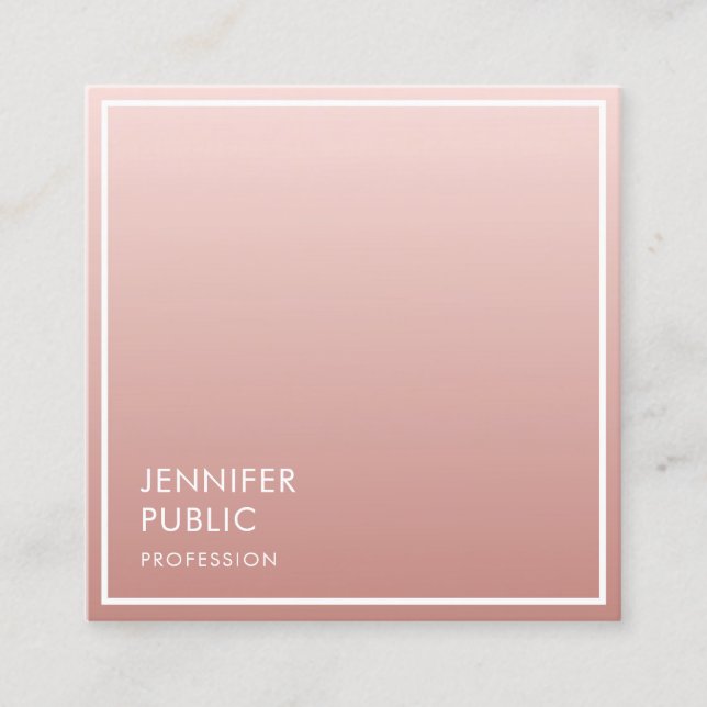 Rose Gold Moderne Minimalistische Vorlage Elegant Quadratische Visitenkarte (Vorderseite)