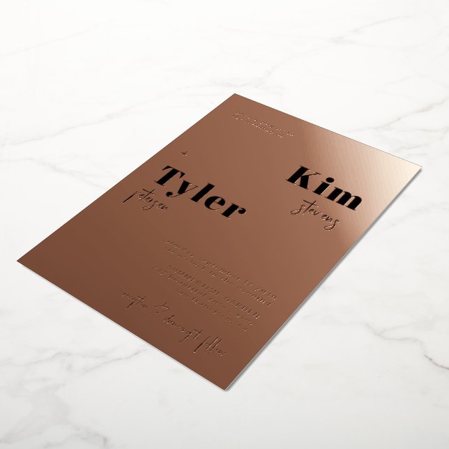 Rose Gold moderne mutige Typografie Folieneinladung (Gedreht)