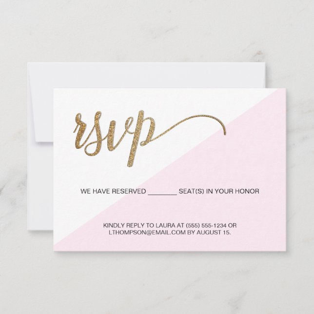 Rose Gold Moderne RSVP siège réservé sans envoi po (Devant)