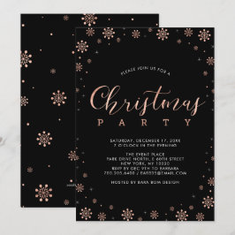Rose Gold | Moderne Schneeflocken Weihnachten Part Einladung