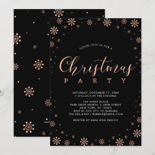 Rose Gold   Moderne Schneeflocken Weihnachten Part Einladung