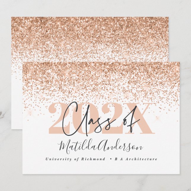 Rose Gold Moderne Stilparty laden ein Einladung (Vorne/Hinten)