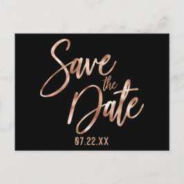 Rose Gold Moderne Typografie Hochzeit retten das D Ankündigungspostkarte
