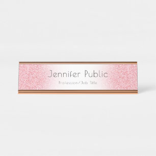 Rose Gold Moderne Vorlage Beruflich Trendy Schreibtischnamensplakette