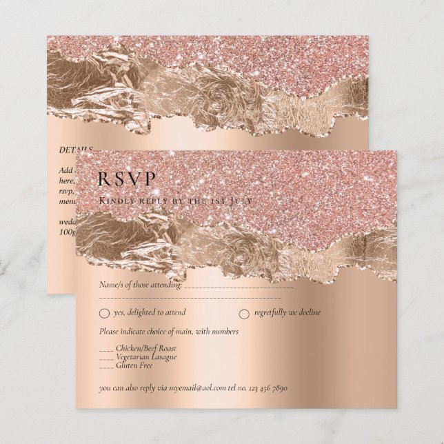 Rose Gold Moderner Glamour Hochzeitsempfang (Vorne/Hinten)