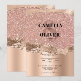 Rose Gold Moderner Glamour Hochzeitsempfang Einladung