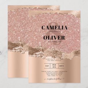 Rose Gold Moderner Glamour Hochzeitsempfang Einladung