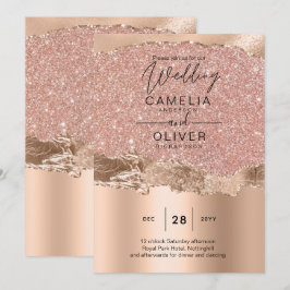 Rose Gold Moderner Glamour Hochzeitsempfang Einladung