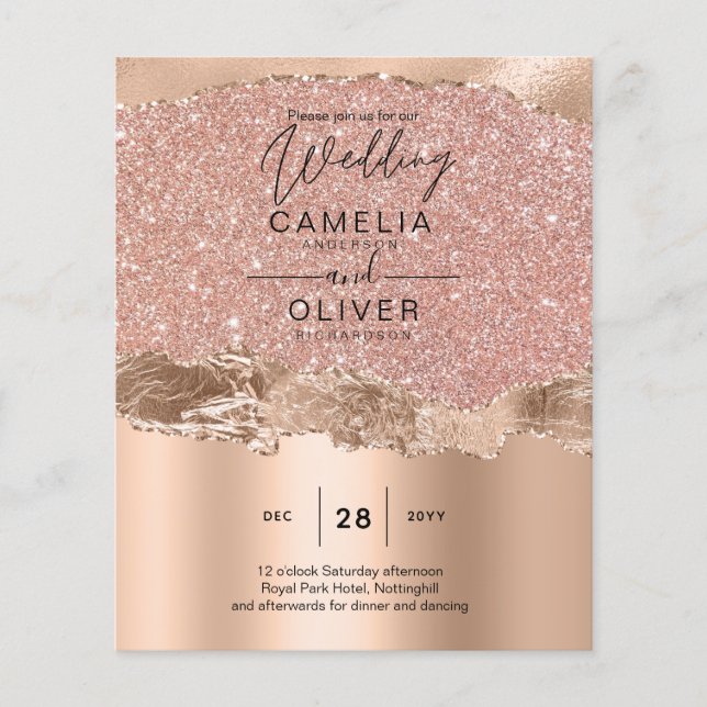 Rose Gold Moderner Glamour Hochzeitsempfang Flyer (Vorne)