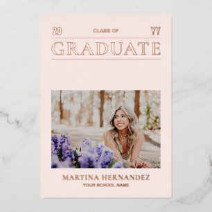 Rose Gold Modernes Foto Abschluss Ankündigung