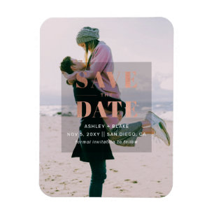 Rose Gold Modernes Minimalistisches Foto Save the  Magnet