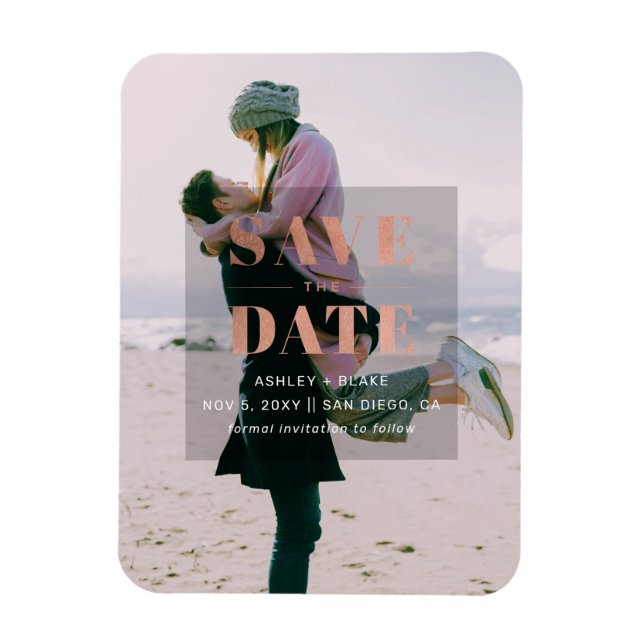 Rose Gold Modernes Minimalistisches Foto Save the  Magnet (Vertikal)