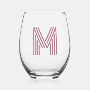 Rose Gold Modernes Monogramm Anfangsbuchstaben Weinglas Ohne Stiel