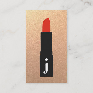 Rose Gold Monogram Beauty Makeup Artist Lipstick Visitenkarte