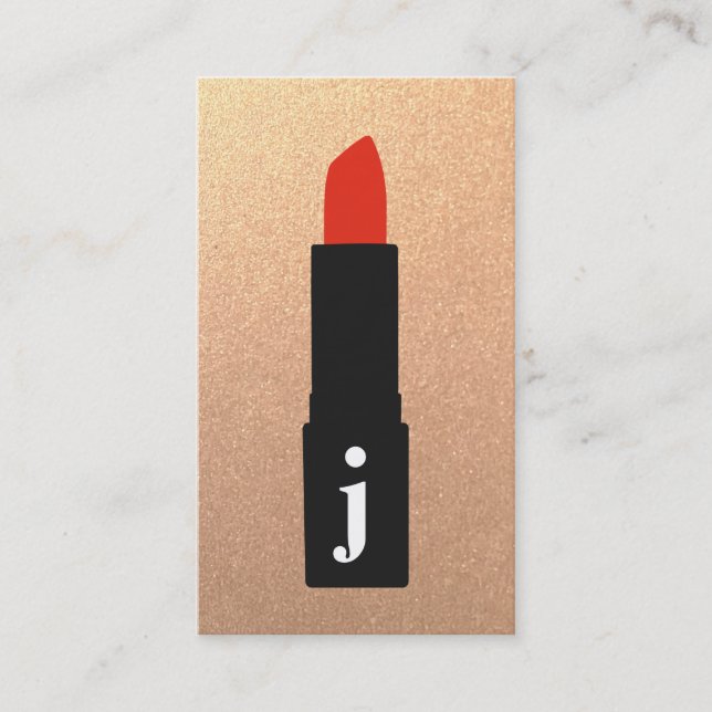 Rose Gold Monogram Beauty Makeup Artist Lipstick Visitenkarte (Vorderseite)