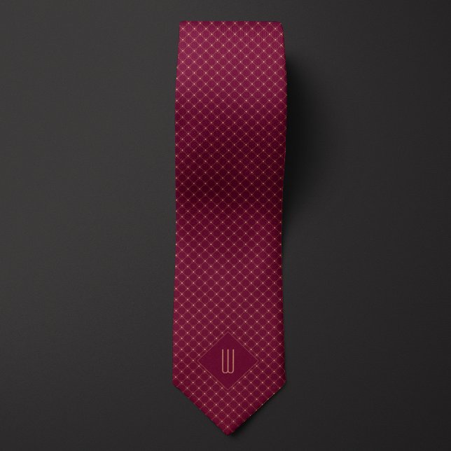 Rose Gold Monogram Diamond Pattern Neck Tie Krawatte (Von Creator hochgeladen)