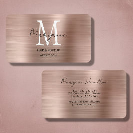 Rose Gold Monogram Elegant Moderne Visitenkarte