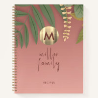 Rose Gold Monogram Greenery Familienrezeptbuch