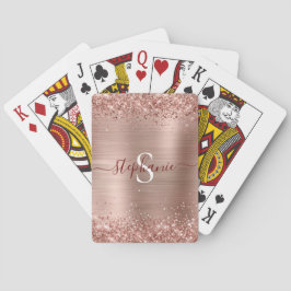 Rose Gold Monogram Imitats-Glitzer Girly Glam Spielkarten