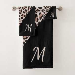 Rose Gold Monogram Imprimé Léopard Tendance