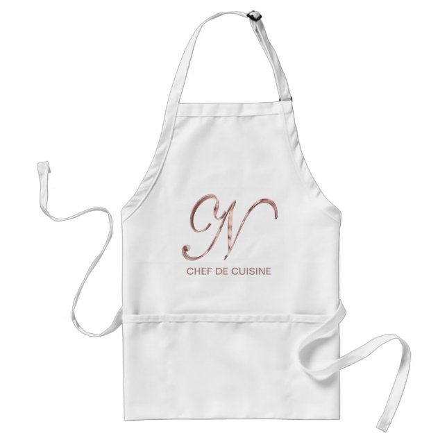 Rose Gold Monogram N Koch de Cuisine oder Ihr Text Schürze (Vorne)