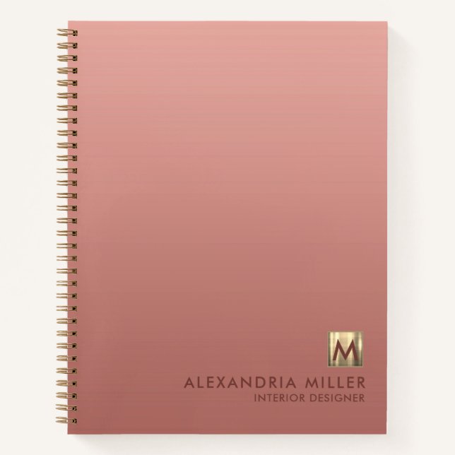 Rose Gold Monogram Notebook Personalisiert Notizbuch (Vorderseite)