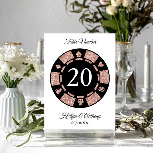 Rose Gold Monogram Poker Chip Casino Hochzeit Einladung