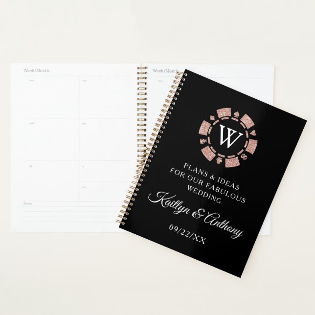 Rose Gold Monogram Poker Chip Casino Hochzeit Planer (Anzeige)