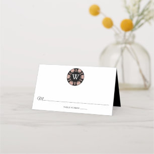 Rose Gold Monogram Poker Chip Casino Hochzeit Platzkarte