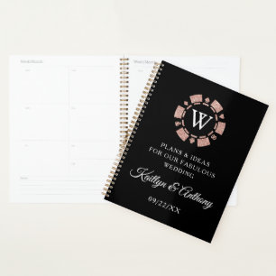 Rose Gold Monogram Poker Chip Casino Mariage