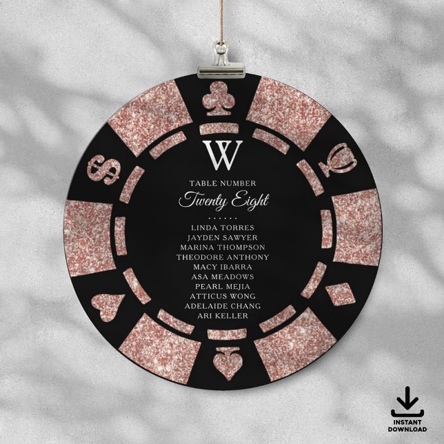 Rose Gold Monogram Poker Chip Casino Wedding Einladung (Von Creator hochgeladen)