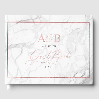 Rose Gold Monogram + Romantischer Schriftart Gästebuch