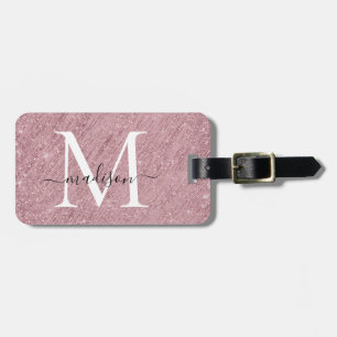 Rose Gold Monogram Script Glitzer Sparkle Tinsel Gepäckanhänger