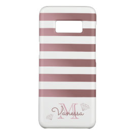 Rose Gold Monogram Streifen mit geometrischen Diam iPhone 16 Hülle