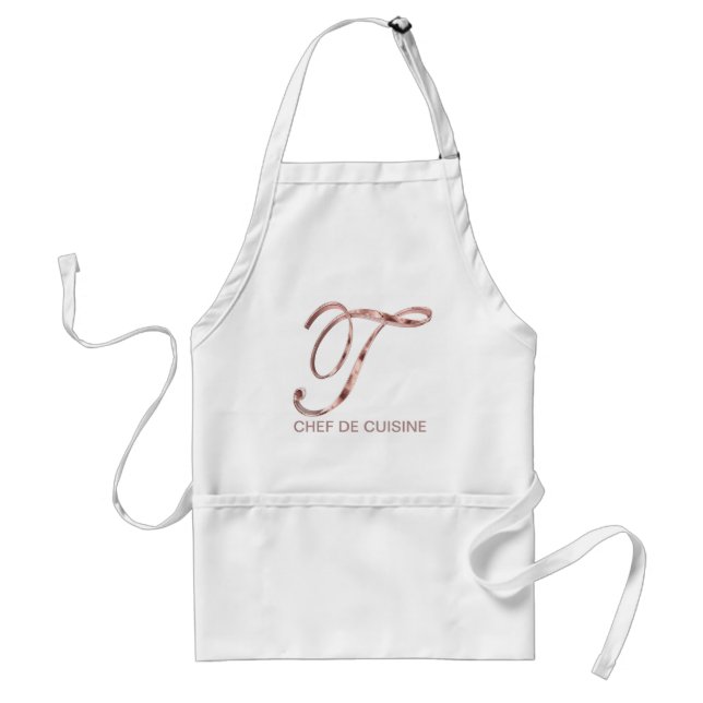 Rose Gold Monogram T Koch de Cuisine oder Ihr Text Schürze (Vorne)