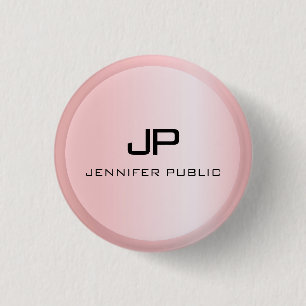 Rose Gold Monogram Template Elegant Moderne Button